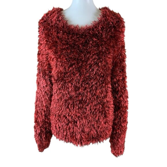 Urban Outfitters Red Fluffy Textured Cozy Long Sleeve Sweater Medium - Picture 2 of 5